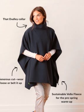 Dudley Stephens Parsonage Poncho Vello Fleece Charcoal Gray